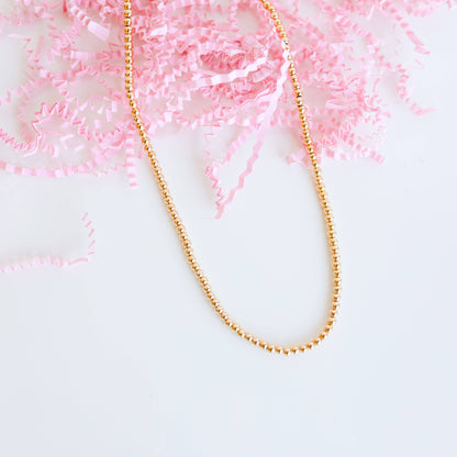 3MM Gold Beaded Necklace