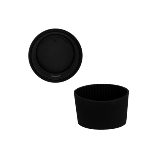 Black Mug Lid and Sleeve