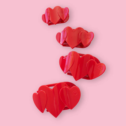 Flat Hair Clip | Medium | Red Heart to Heart