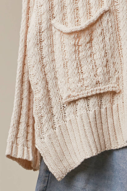 Relaxed Fit Rib Knit Pocket Sweater