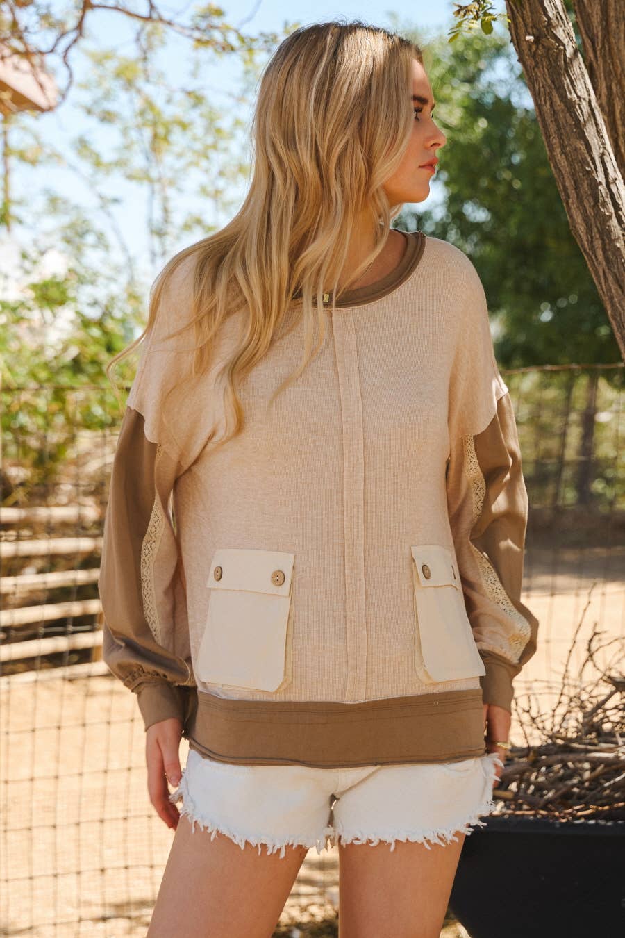 Oatmeal Color Block Sweatshirt