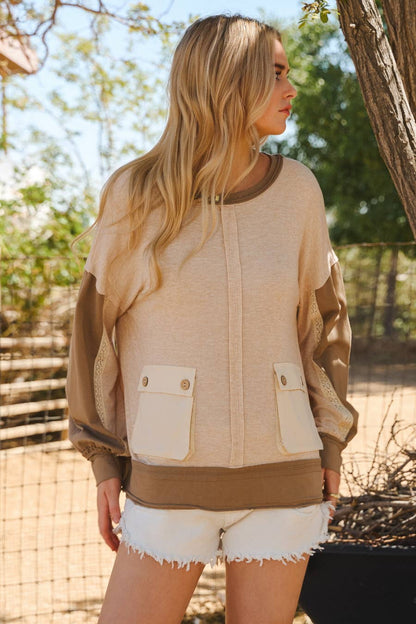 Oatmeal Color Block Sweatshirt