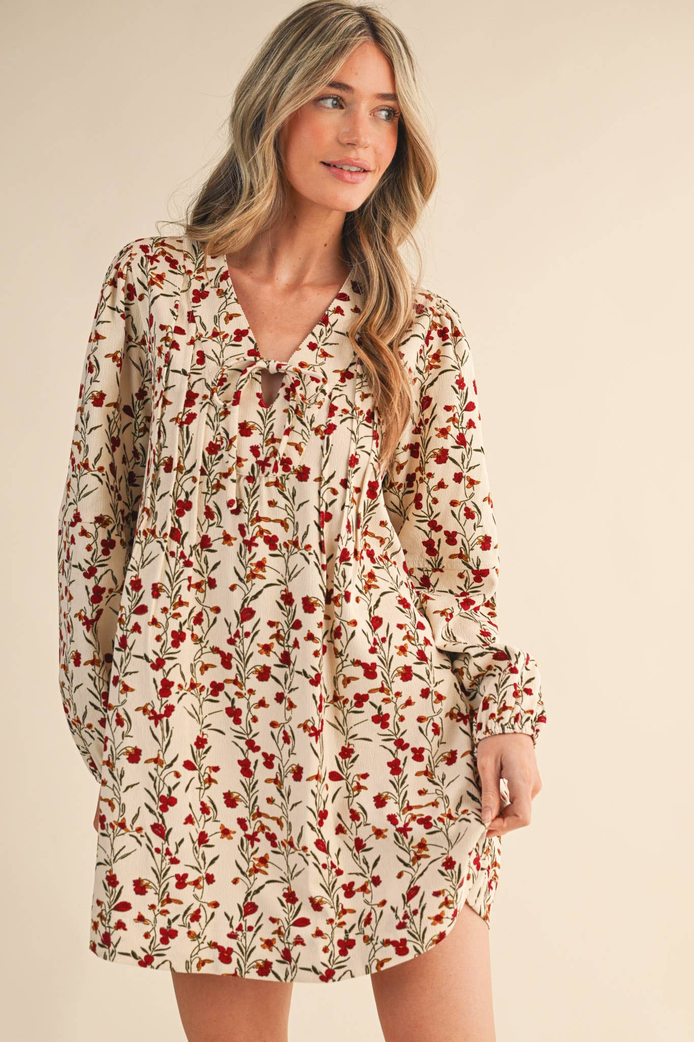 Floral Corduroy Mini Dress