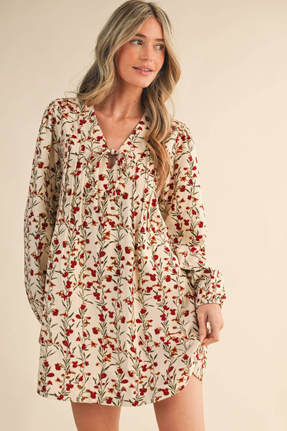 Floral Corduroy Mini Dress