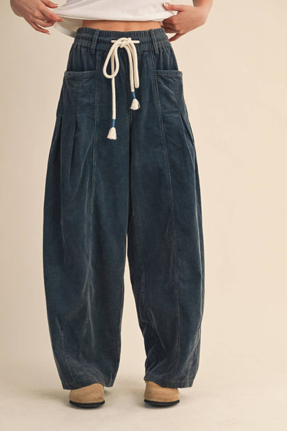 Washed Corduroy Barrel Pants