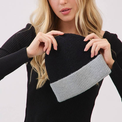 Two Toned Color Ribbed Beanie