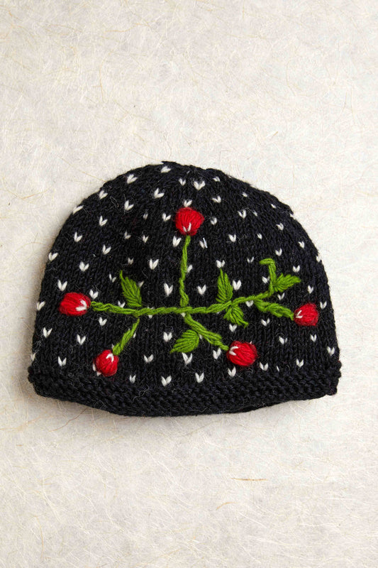 Cherries Noir Knit Beanie