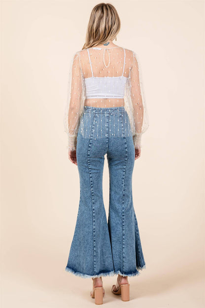 Mesh Glitter Detail Top