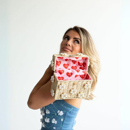 Wicker Bucket Daisy Flower Purse