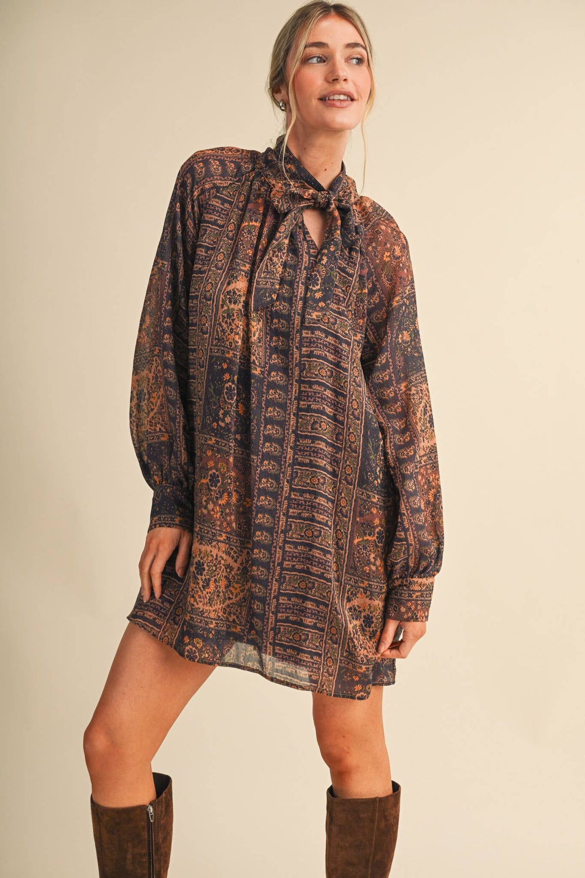 Vintage Lurex Print Mini Dress