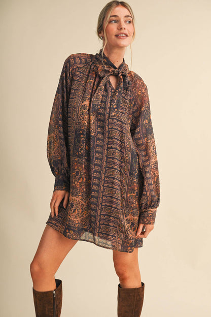 Vintage Lurex Print Mini Dress