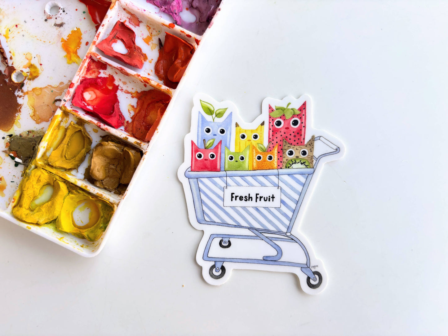 Cat Fruit Grocery Store Produce Sticker