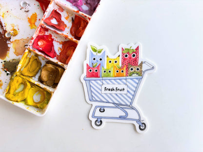Cat Fruit Grocery Store Produce Sticker