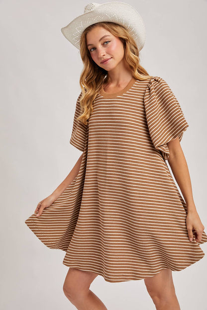 Puff Sleeve Striped Dress