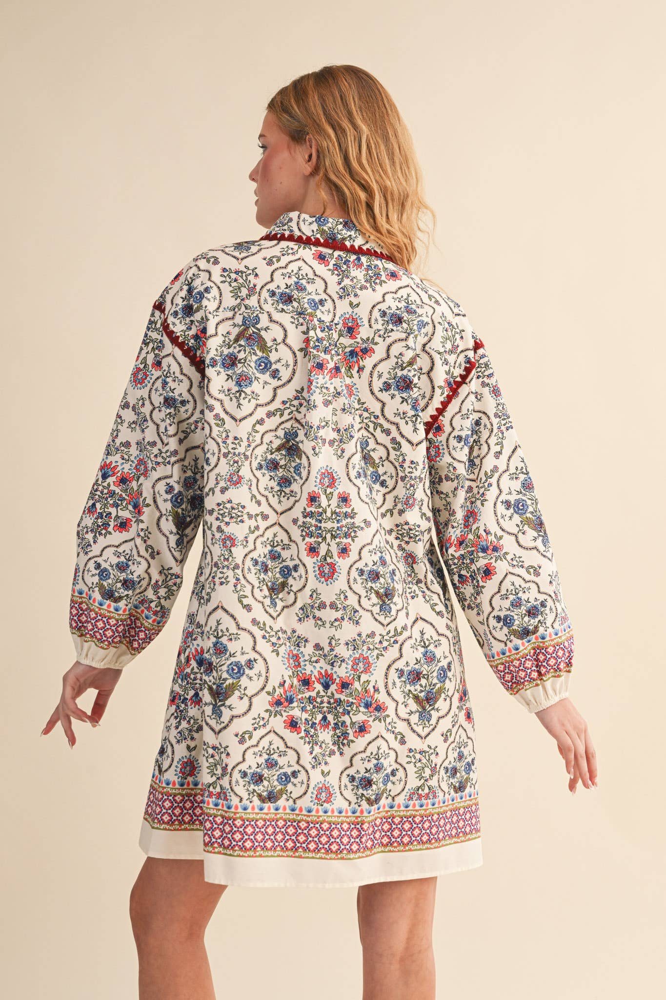 Triangle Stitch Button Down Mini Dress