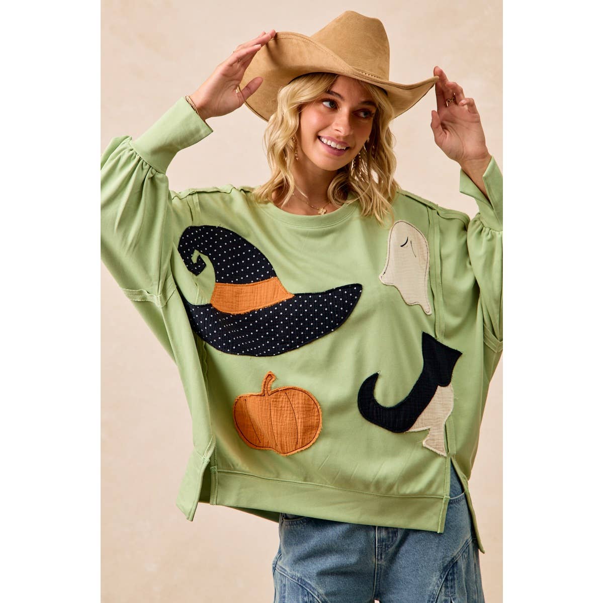 Halloween Theme Patchwork Sweatshirt