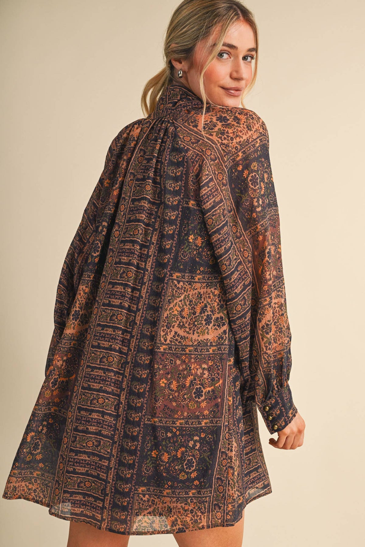 Vintage Lurex Print Mini Dress