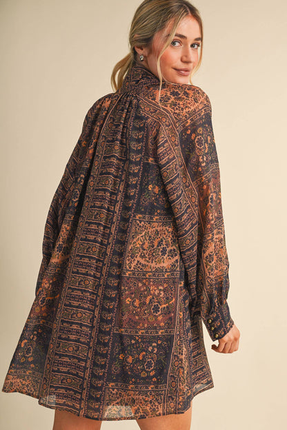 Vintage Lurex Print Mini Dress