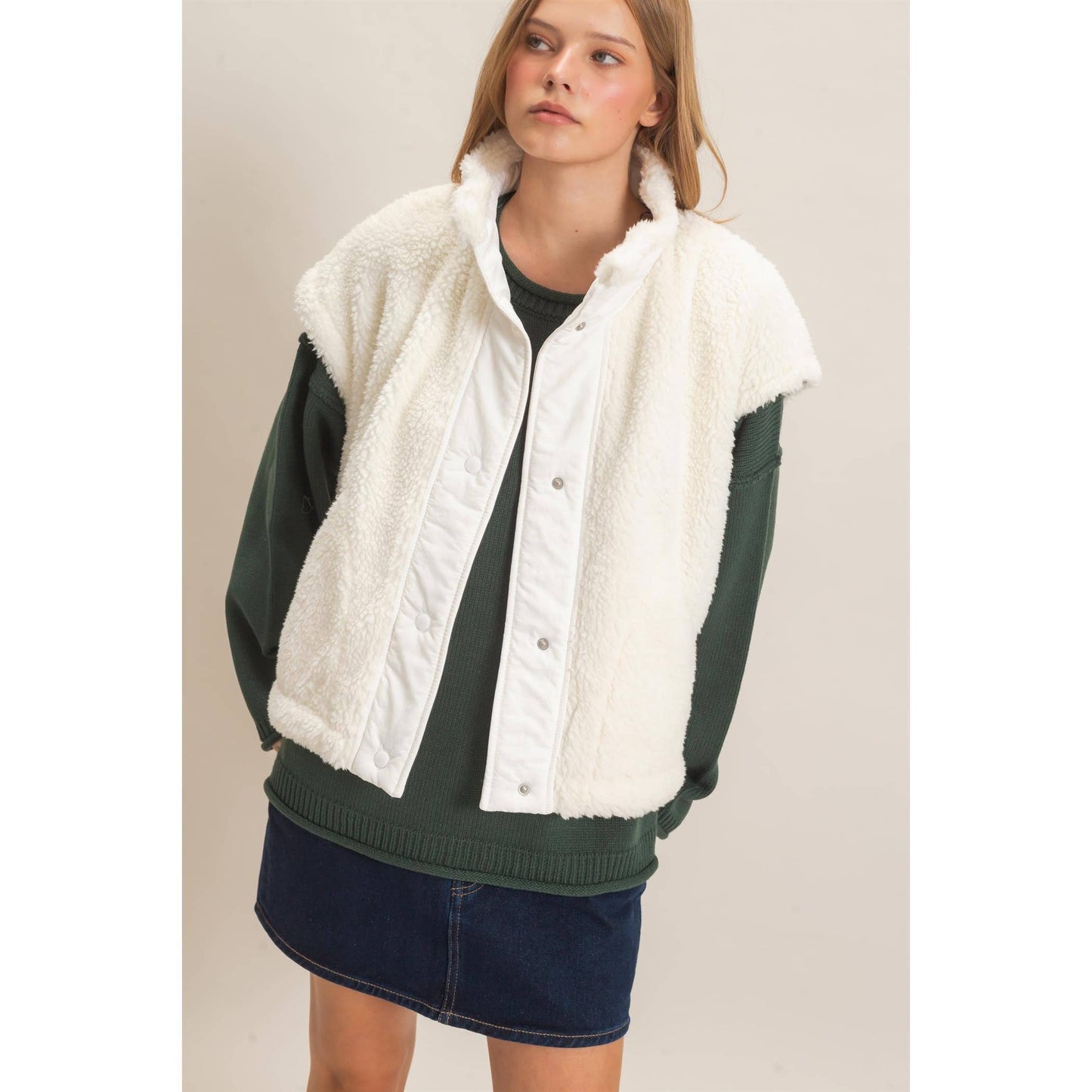 Sherpa Vest With Snap Closure