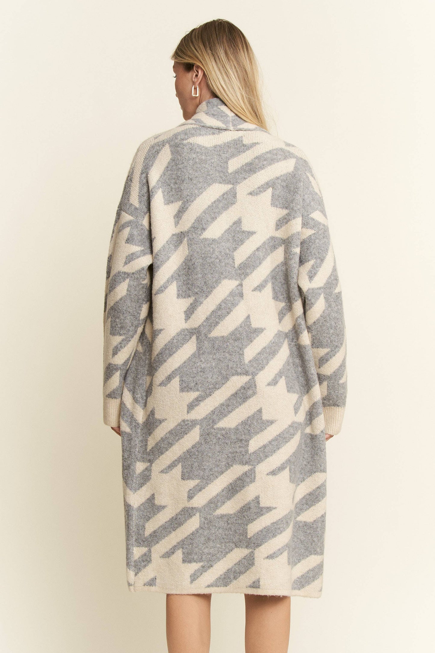 Houndstooth Print Cardigan