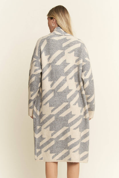 Houndstooth Print Cardigan