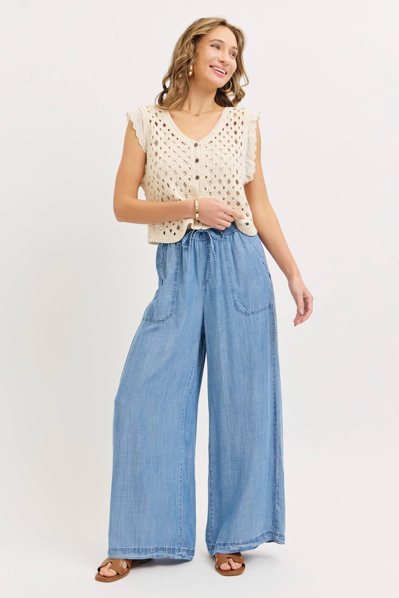 Elastic Waist Palazzo Pants
