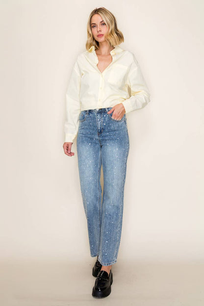 High Rise Bling Straight Jeans