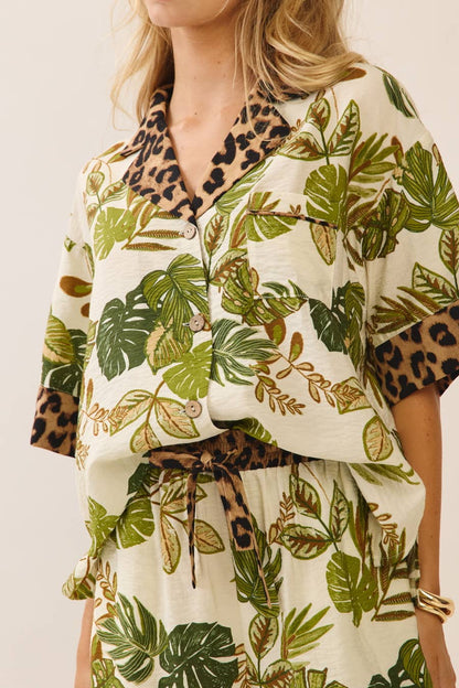 Mixed Print Button-Up Set